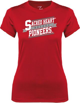 Sacred Heart Ladies Syntrel Performance Tee Sacred Heart Hockey Slanted w/ Banner - ONLINE ONLY