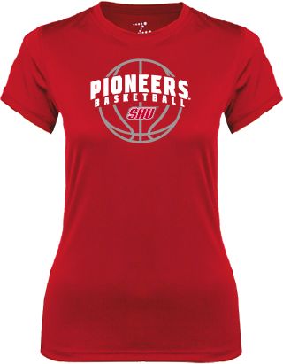 Sacred Heart Ladies Syntrel Performance Tee Pioneers Basketball Arched w/ Ball - ONLINE ONLY