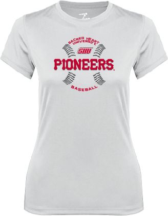Sacred Heart Ladies Syntrel Performance Tee Pioneers Baseball Seams - ONLINE ONLY
