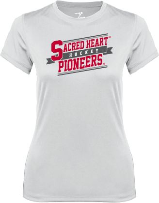Sacred Heart Ladies Syntrel Performance Tee Sacred Heart Hockey Slanted w/ Banner - ONLINE ONLY