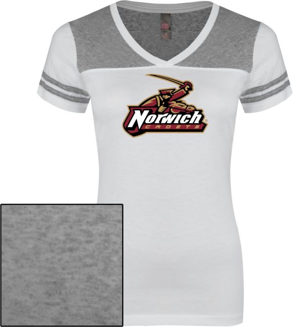 Norwich Ladies Juniors Varsity V Neck Tee Primary Mark - ONLINE ONLY