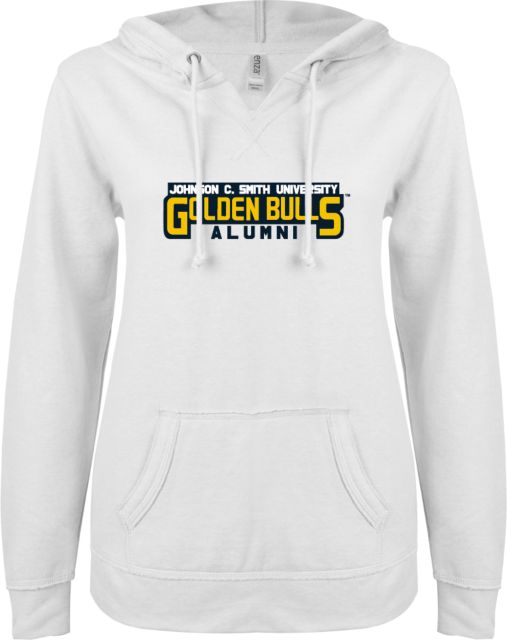 Johnson C Smith ENZA Ladies V Notch Raw Edge Fleece Hoodie Alumni - ONLINE ONLY