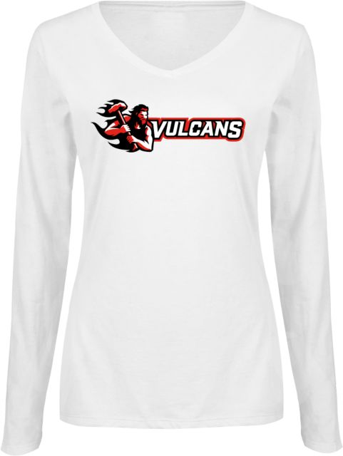Cal U PA Womens Long Sleeve V Neck Tee  California Vulcans Horizontal - ONLINE ONLY