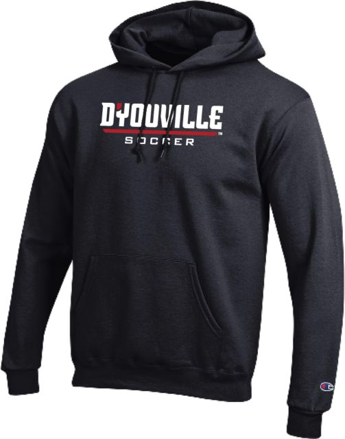 D Youville Champion Fleece Hoodie D Youville Soccer Wordmark