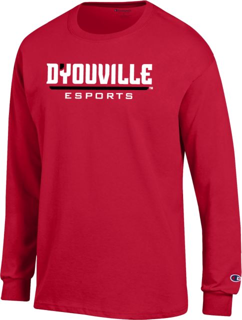 D Youville Champion Long Sleeve T Shirt D Youville ESports Wordmark