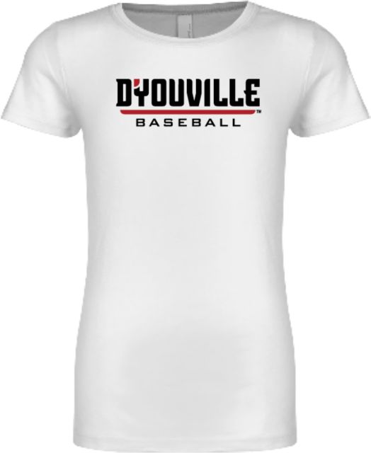 D Youville Next Level Girls Fashion Fit T Shirt D Youville Baseball Wordmark