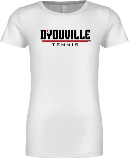 D Youville Next Level Girls Fashion Fit T Shirt D Youville Tennis Wordmark