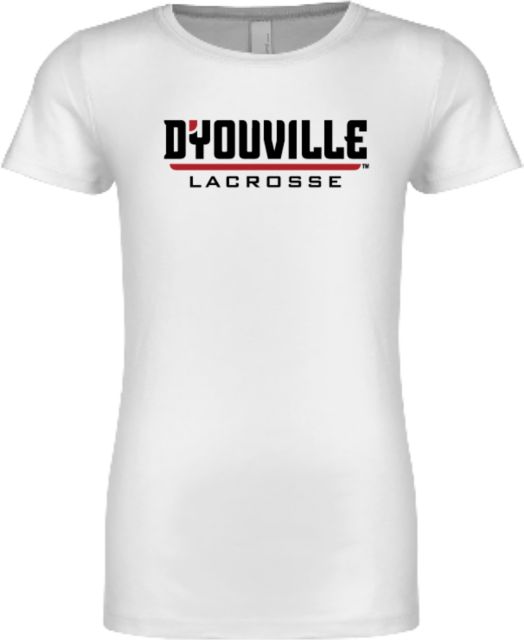 D Youville Next Level Girls Fashion Fit T Shirt D Youville Lacrosse Wordmark
