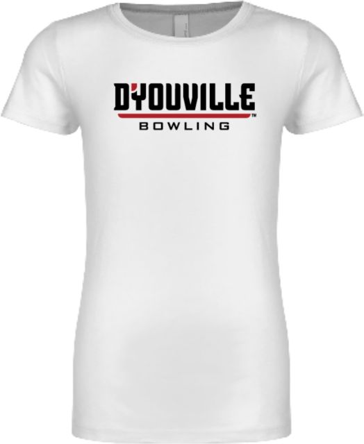D Youville Next Level Girls Fashion Fit T Shirt D Youville Bowling Wordmark