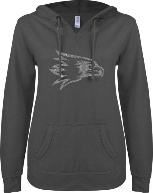 Southeast Missouri Bookstore ENZA Ladies V Notch Raw Edge Fleece Hoodie A Soft Glitter - ONLINE ONLY