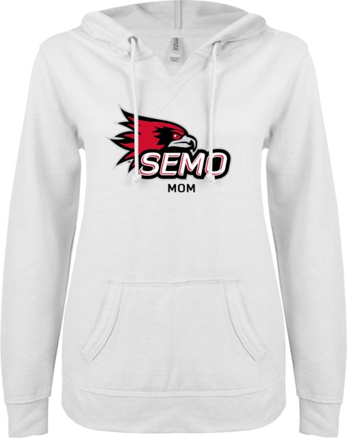 Southeast Missouri Bookstore ENZA Ladies V Notch Raw Edge Fleece Hoodie Mom - ONLINE ONLY