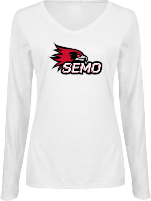 Southeast Missouri Bookstore Ladies Long Sleeve V Neck Tee SEMO Logo - ONLINE ONLY