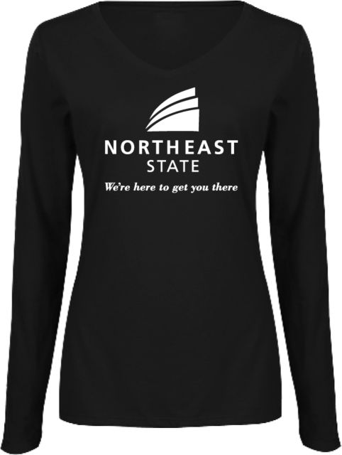 Northeast State Womens Long Sleeve V Neck Tee  Northeast State with Tagline Stacked - ONLINE ONLY