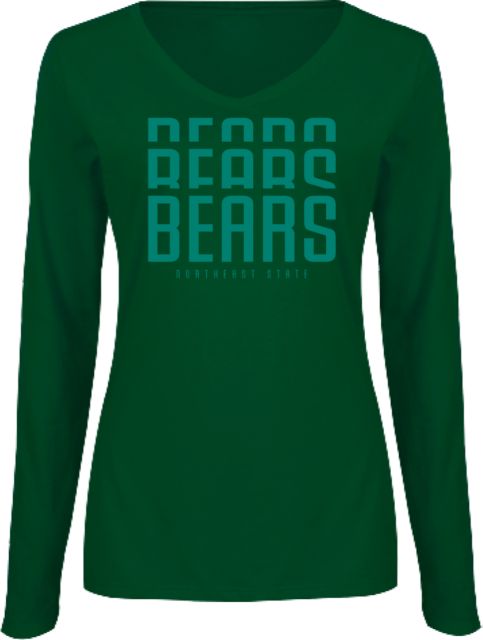 Northeast State Womens Long Sleeve V Neck Tee  Repeat Bears Design - ONLINE ONLY