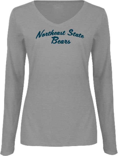 Northeast State Womens Long Sleeve V Neck Tee  Script Northeast State Bears Design - ONLINE ONLY