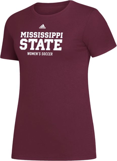 Mississippi State Adidas Womens Cotton Tee Adidas - Mississippi State Stacked - Womens Soccer - ONLINE ONLY