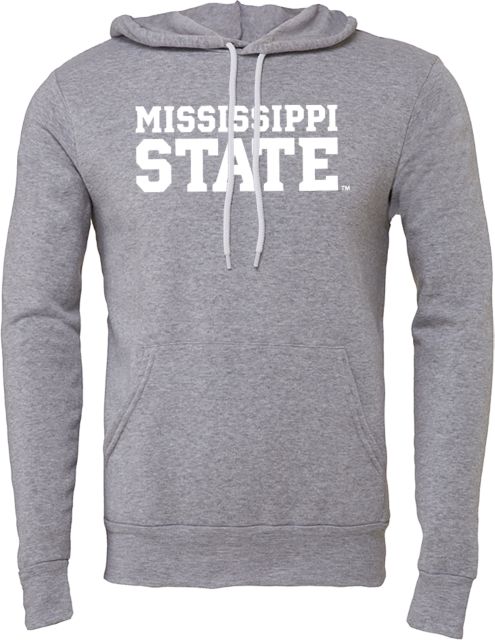 Mississippi State Bella + Canvas Fleece Hood Mississippi State Stacked Word Mark - ONLINE ONLY