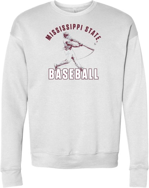 Mississippi State Bella + Canvas Fleece Crew Mississippi State Baseball Player Full Swing