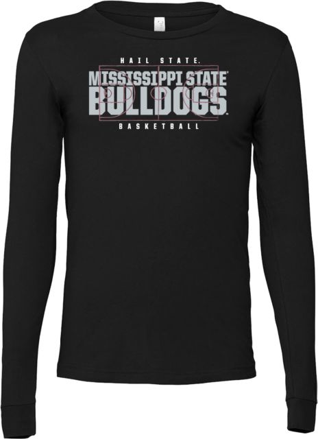 Mississippi State Bella + Canvas Jersey Cotton Long Sleeve T Shirt Mississippi State Bulldogs Basketball Court
