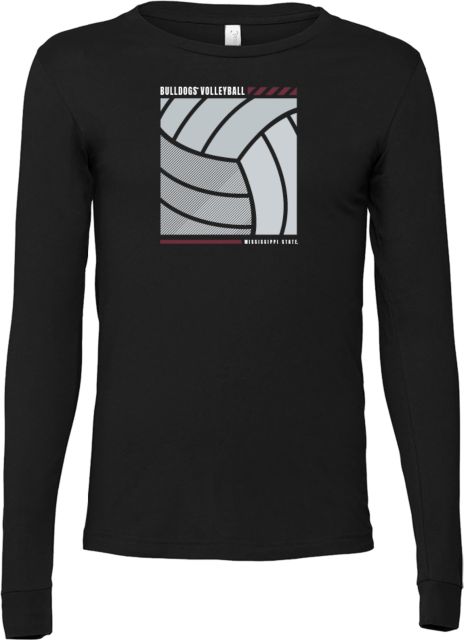 Mississippi State Bella + Canvas Jersey Cotton Long Sleeve T Shirt Mississippi State Bulldogs Volleyball Block