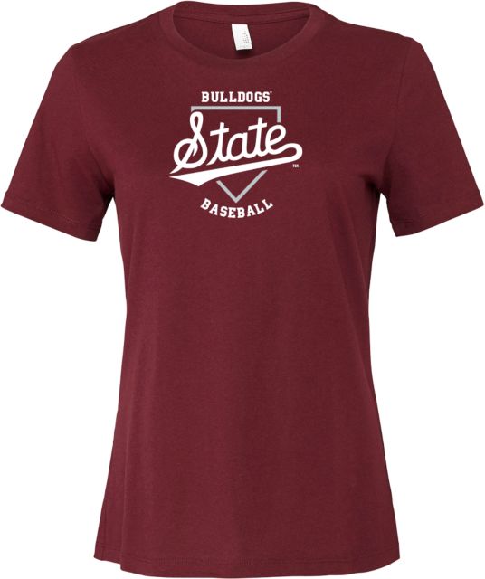 Mississippi State Bella + Canvas Womens Relaxed Cotton T Shirt Mississippi State Bulldogs Baseball Plate