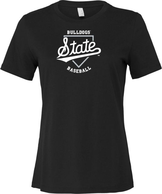 Mississippi State Bella + Canvas Womens Relaxed Cotton T Shirt Mississippi State Bulldogs Baseball Plate