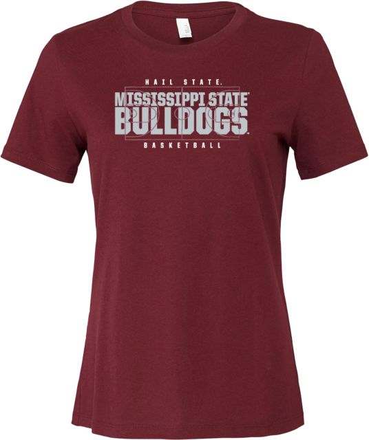 Mississippi State Bella + Canvas Womens Relaxed Cotton T Shirt Mississippi State Bulldogs Basketball Court