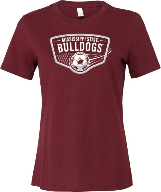 Mississippi State Bella + Canvas Womens Relaxed Cotton T Shirt Mississippi State Bulldogs Soccer Plaque
