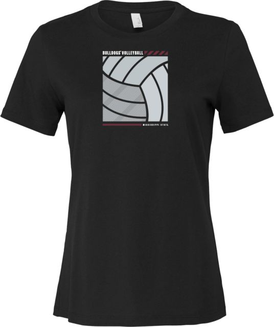 Mississippi State Bella + Canvas Womens Relaxed Cotton T Shirt Mississippi State Bulldogs Volleyball Block
