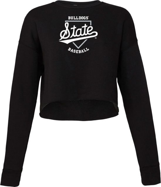 Mississippi State Bella + Canvas Womens Cropped Fleece Crew Mississippi State Bulldogs Baseball Plate