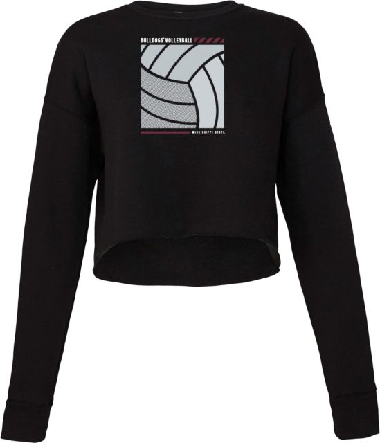 Mississippi State Bella + Canvas Womens Cropped Fleece Crew Mississippi State Bulldogs Volleyball Block
