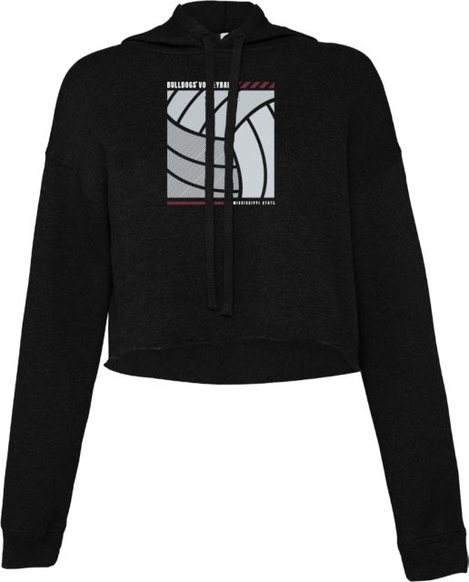Mississippi State Bella + Canvas Womens Cropped Fleece Hood Mississippi State Bulldogs Volleyball Block