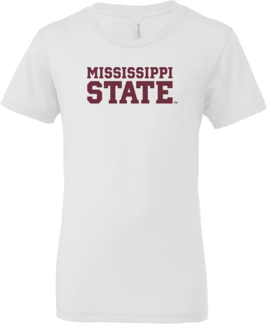 Mississippi State Bella + Canvas Youth Jersey T Shirt Mississippi State Stacked Word Mark