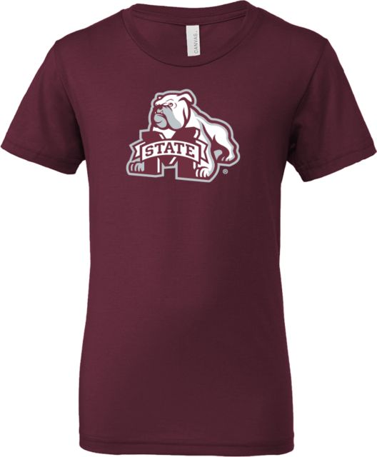 Mississippi State Bella + Canvas Youth Jersey T Shirt Mississippi State Bulldog Mark