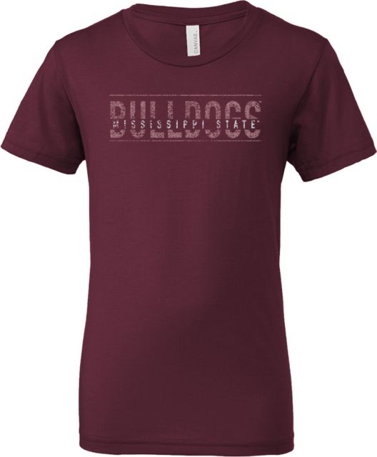 Mississippi State Bella + Canvas Youth Jersey T Shirt Mississippi State Bulldogs Distressed w Mascot Head