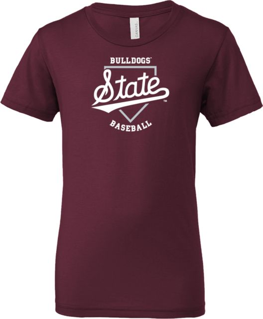 Mississippi State Bella + Canvas Youth Jersey T Shirt Mississippi State Bulldogs Baseball Plate - ONLINE ONLY