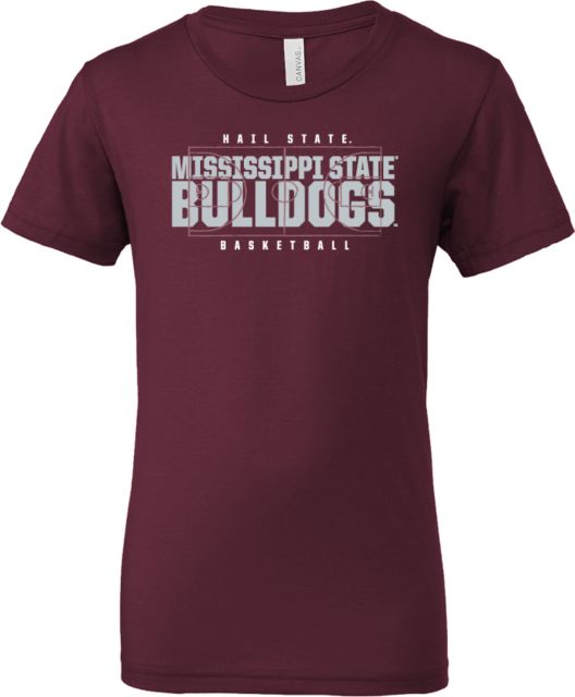 Mississippi State Bella + Canvas Youth Jersey T Shirt Mississippi State Bulldogs Basketball Court