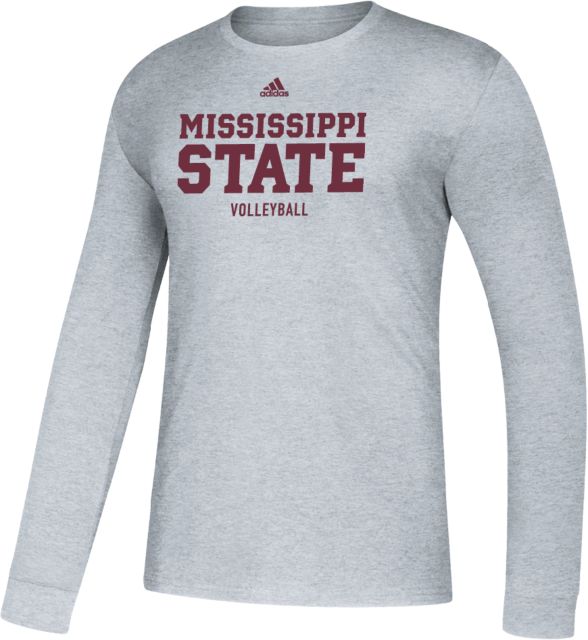 Mississippi State Adidas Medium Heather Amplifier Long Sleeve Tee Adidas - Mississippi State Stacked - Volleyball