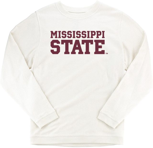 Mississippi State Boxercraft Womens Corded Crew Mississippi State Stacked Word Mark