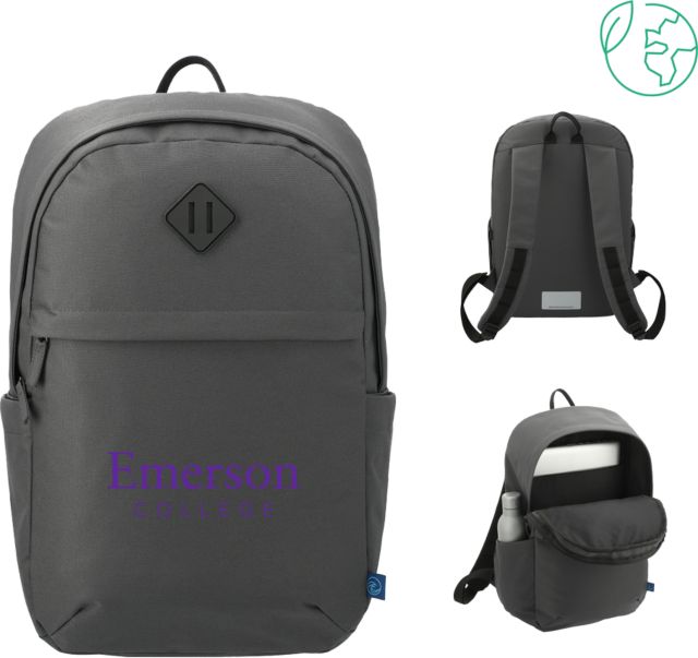 Emerson Repreve Ocean Commuter Computer Backpack Emerson College Wordmark - ONLINE ONLY