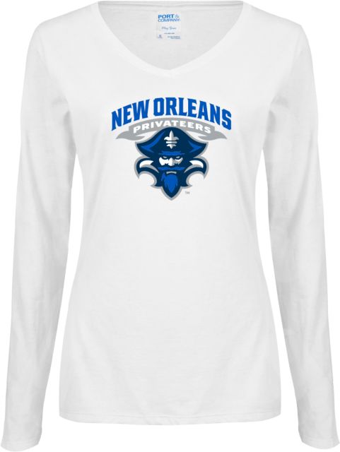 New Orleans Ladies Long Sleeve V Neck Tee Primary Mark - ONLINE ONLY