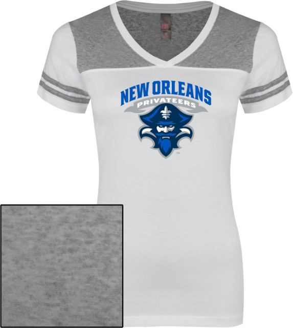 New Orleans Ladies Juniors Varsity V Neck Tee Primary Mark - ONLINE ONLY