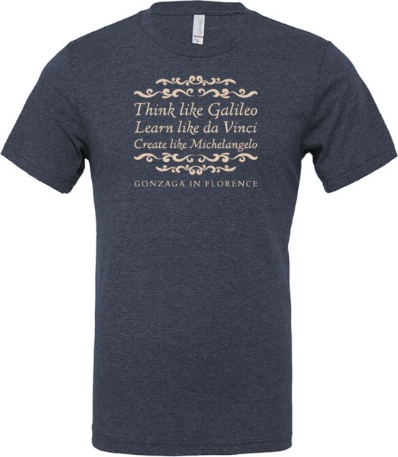 Gonzaga Bella + Canvas Heather CVC T Shirt Gonzaga in Florence Think Learn Create - ONLINE ONLY