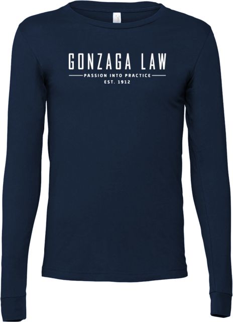 Gonzaga Bella + Canvas Jersey Cotton Long Sleeve T Shirt Gonzaga Law Distressed - ONLINE ONLY