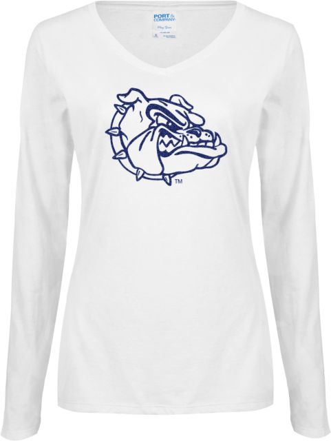 Gonzaga Ladies Long Sleeve V Neck Tee Bulldog Head Glitter - ONLINE ONLY