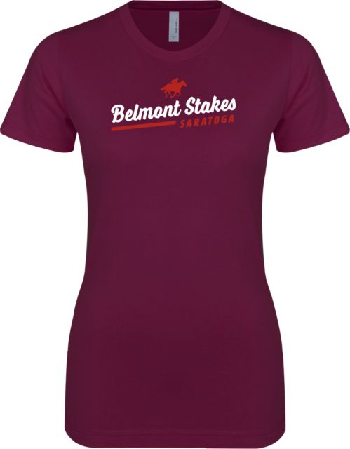 2024 Belmont Stakes Next Level Womens Boyfriend Tee Belmont Stakes Saratoga - Distressed Script