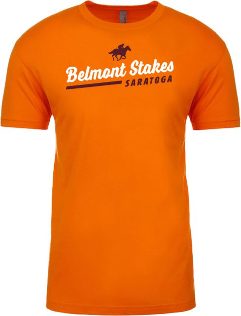 2024 Belmont Stakes Next Level Orange SoftStyle T Shirt Belmont Stakes Saratoga - Distressed Script