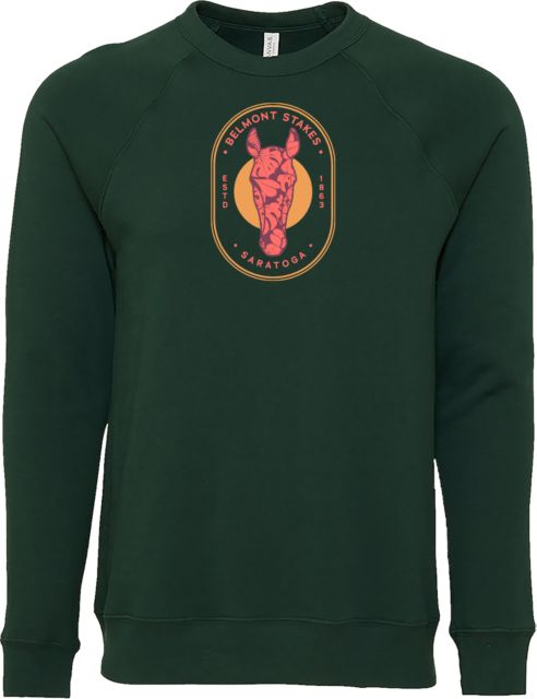 2024 Belmont Stakes Bella + Canvas Forest Green Fleece Crew Belmont Stakes Saratoga - Tropical Horse