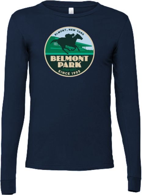 NYRA Bella + Canvas Jersey Cotton Long Sleeve T Shirt Belmont Park Badge