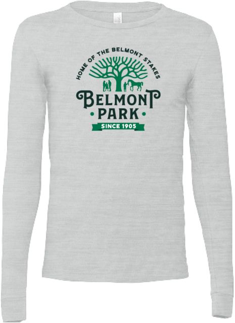 NYRA Bella + Canvas Ash Jersey Cotton Long Sleeve T Shirt Belmont Park Tree